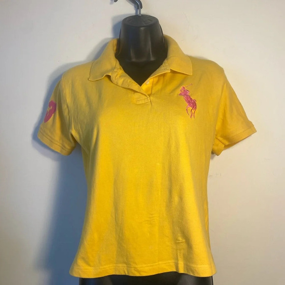 RESERVED  Ralph Lauren Polo|| Yellow and Pink the skinny polo, Size large - Picture 1 of 8